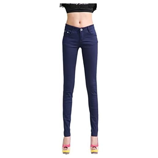Generic donne elastico matita jeans pantaloni candy colorato metà vita cerniera slim fit skinny full length pantaloni, blu cielo, 56