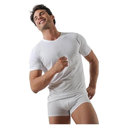 ROSSOPORPORA, set da 6 magliette intime uomo in cotone 100% modello paricollo. Bianco l/5