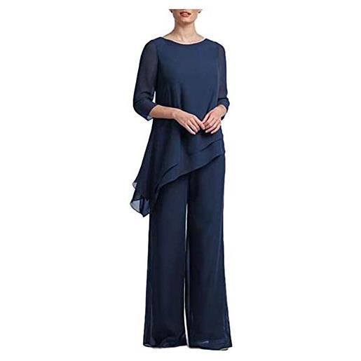 Botong 2 pc chiffon madre della sposa pantaloni vestito prom abito da sera vestito da donna abiti casual wear, foglia di t, 52