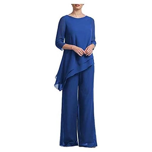 Botong 2 pezzi chiffon madre della sposa pantaloni vestito da ballo abito da sera vestito da donna abiti casual, marina militare, 46