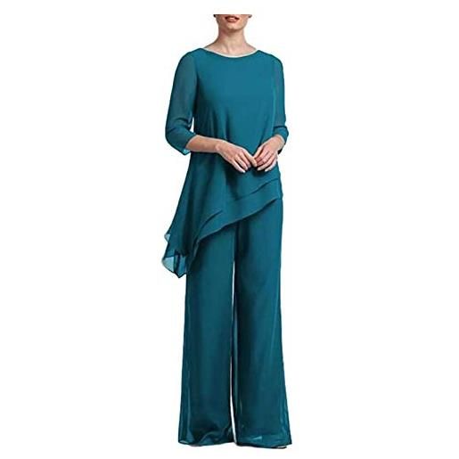 Botong 2 pezzi chiffon madre della sposa pantaloni vestito da ballo abito da sera vestito da donna abiti casual, marina militare, 46