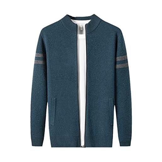 Bervoco cappotti di maglione caldo spesso da uomo streetwear cashmere lana maglieria cardigan, blu, 2xl