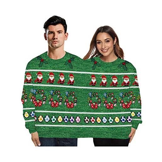 ODOKEI maglioni natalizi lovers felpa maglione natalizio e simpatico maglione natalizio coppia gemelli siamesi 2 top coppie divertenti abbigliamento natalizi maglione di natale con le renne