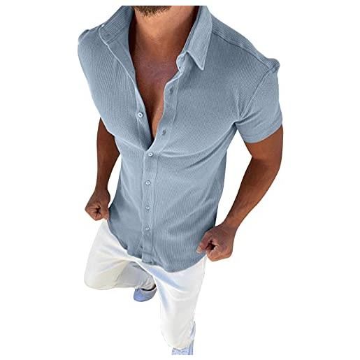 Generic camicia elegante elasticizzata a manica lunga vestibilità slim uomo cachi s mos-116