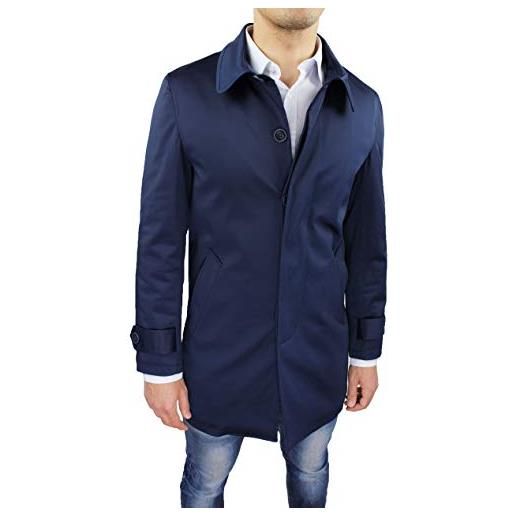 Evoga soprabito uomo class blu giaccone cappotto elegante formale (m)