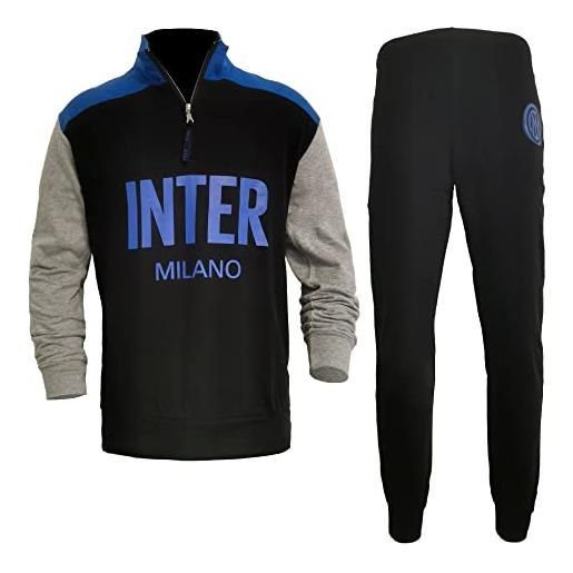 dierre pigiama uomo in felpa mezza zip fc inter prodotto ufficiale art. In14132 (nero, s)