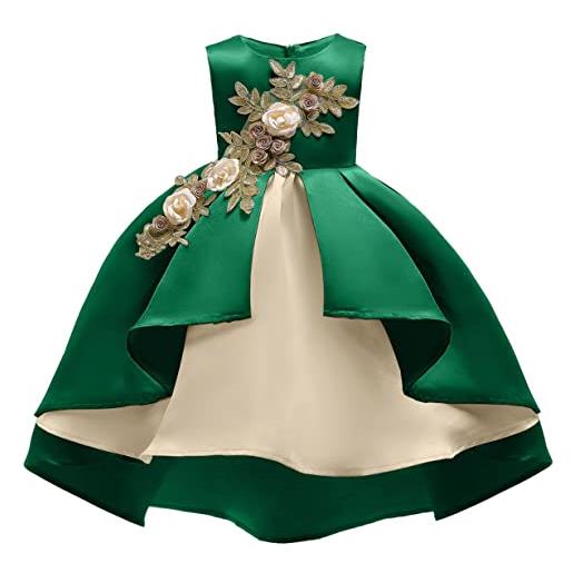 Mrkeung abiti per ragazze abiti per bambini abito da principessa abito da prestazione abito ricamato-110(verde)