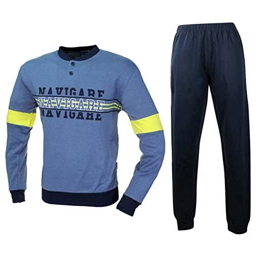 Navigare pigiama ragazzo caldo cotone cotone interlock 10-12-14-16 anni colore jeans 215657