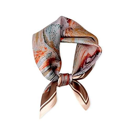 LumiSyne sciarpe di seta donna piccolo foulard quadrato artistico astratta stampa animalier morbido leggera bandane fascia per capelli fazzoletto wristband decorazione copricapo