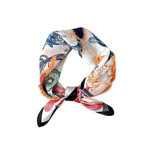 LumiSyne sciarpe di seta donna piccolo foulard quadrato artistico astratta stampa animalier morbido leggera bandane fascia per capelli fazzoletto wristband decorazione copricapo
