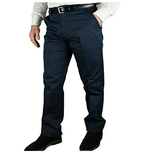 Mastino pantaloni uomo classici eleganti a vita alta gamba larga 46 48 50 52 54 56 58 60 62 64 (52 - blu)