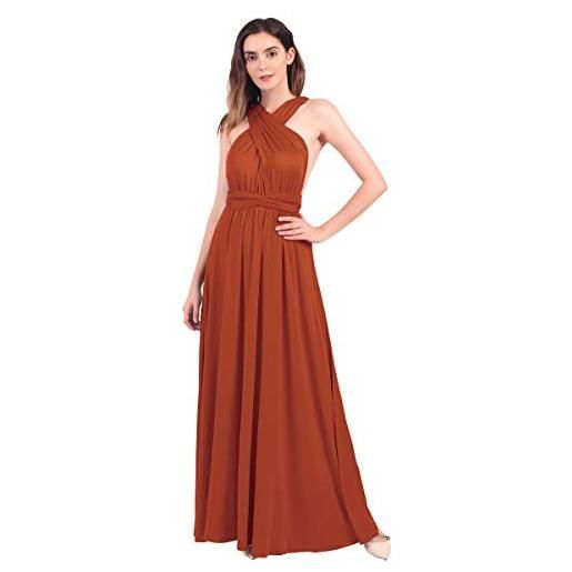 IMEKIS donna eleganti abito da sera lungo senza schienale scollo a v multiway vestito da sposa senza maniche damigella d'onore cerimonia cocktail formale prom abiti rosso m