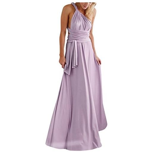 IMEKIS donna eleganti abito da sera lungo senza schienale scollo a v multiway vestito da sposa senza maniche damigella d'onore cerimonia cocktail formale prom abiti albicocca s