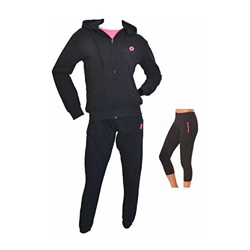 Lotto tuta donna estiva 2 pezzi + t-shirt omaggio tuta donna cotone french terry felpa estiva - tuta donna completa cotone 4 stagioni (felpa grigia pantalone nero + capri, m)