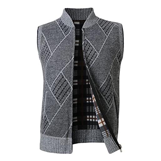 Btmpmcs gilet da uomo lavorato a maglia senza maniche canotta invernale caldo cardigan foderata in pile all'aperto smanicato pullover maglione con cerniera intera