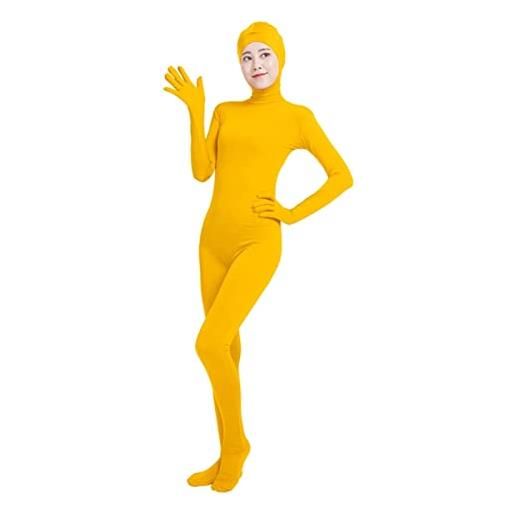 Lifup adulti spandex pieno corpo costume cosplay body tuta intera aderente per travestimento beige s