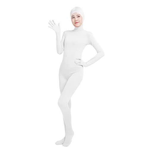 Lifup adulti spandex pieno corpo costume cosplay body tuta intera aderente per travestimento bianco m