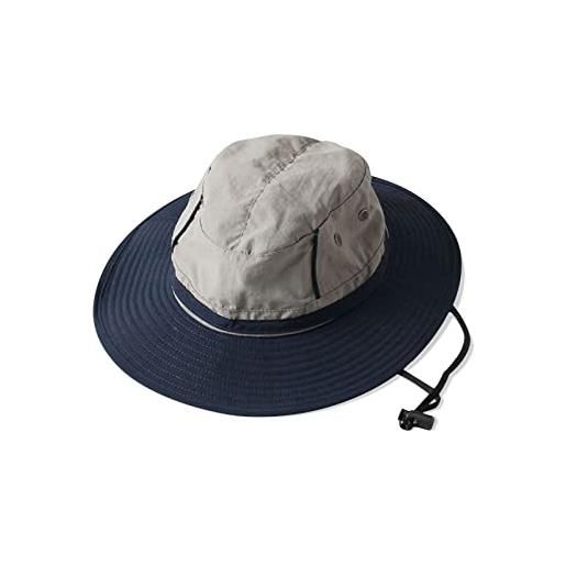 LumiSyne cappello da pescatore bicolore donna uomo cappello da sole a tesa larga upf 50+ rete traspirante regolabile pieghevole cappello boonie con sottogola per viaggio trekking giardinaggio outdoor
