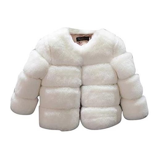 PengGengA giacca del mantello per ragazze bambino pelliccia del faux cappotto caldo coat grigio 130