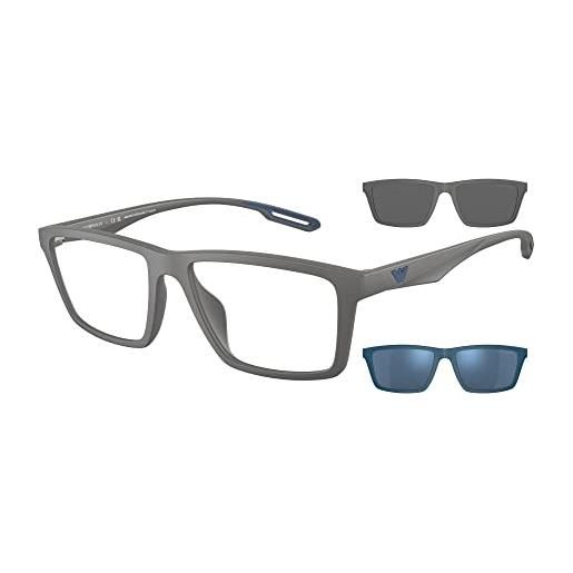 Emporio Armani 0ea4189u occhiali, matte black/clear blakc/grey, 55 uomo