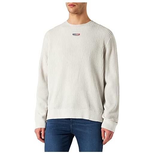 Tommy Jeans tjm structured graphic sweater maglione, silver grey htr, m uomo