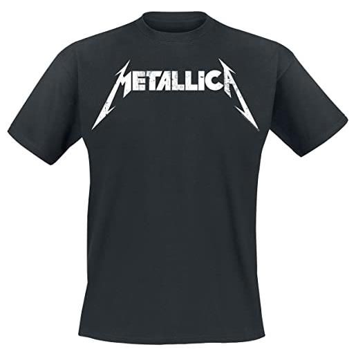 Metallica textured logo uomo t-shirt nero 4xl 100% cotone regular