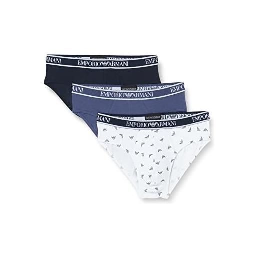 Emporio Armani 3-pack brief core logoband, slip uomo, marina/bianco/denim, s