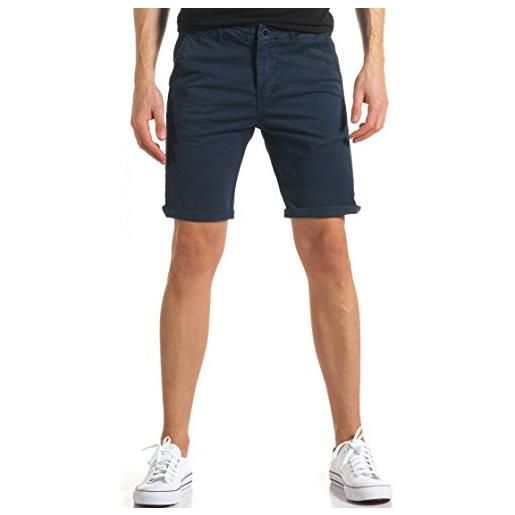 AK collezioni pantaloni corti shorts uomo blu scuro casual bermuda jeans pantaloncino slim fit (50)