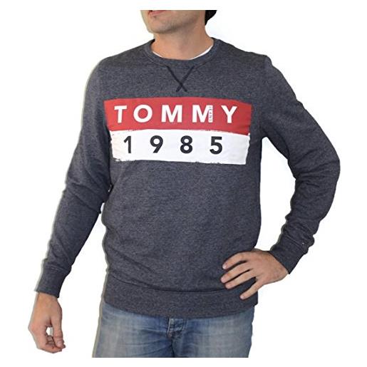 Tommy Jeans tommy hilfiger basic logo felpa, blu (black iris 002), x-large uomo