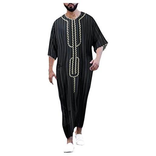 Beokeuioe uomo abbigliamento islamico uomini, abbigliamento arabo allentato maniche lunghe caftano abiti musulmani vestiti islamici lunghi abiti musulmani, colore: rosso, xxxxl