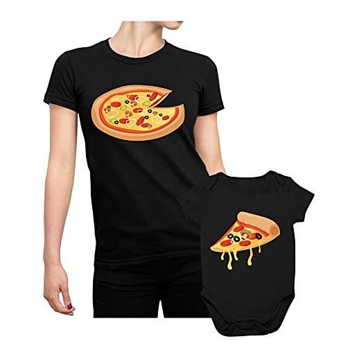 Colorfamily coppia t-shirt e body neonato festa della mamma maglietta mamma figlio pizza - idea regalo mamma