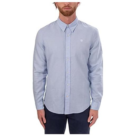 Timberland - camicia uomo slim in misto lino e cotone - taglia m, blu navy (a2dr9)