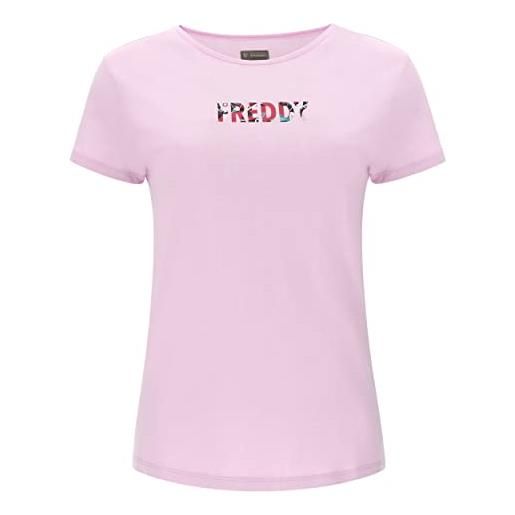 FREDDY - t-shirt in jersey modal stampa floreale su fronte e retro, rosa, medium
