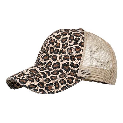 AIEOE berretto da baseball da donna, in rete, regolabile, stile vintage, alla moda leopardo taglia unica