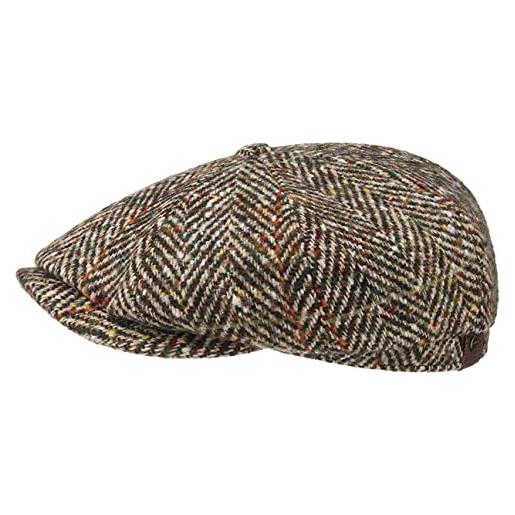 Stetson hatteras classic wool berretto con visiera - coppola da uomo - con fodera in cotone - cappello maschile con motivo a spina di pesce - autunno/inverno rosso scuro 61 cm
