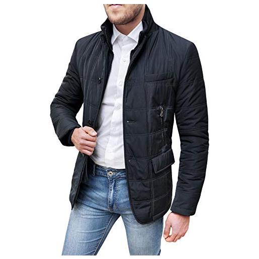 Evoga giubbotto piumino uomo sartoriale trench giacca soprabito invernale (xl, nero)