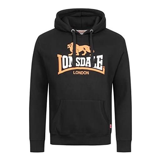 Lonsdale men hoodie thurning, colore: black/orange/white, taglia: l