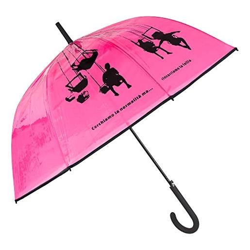 PERLETTI ombrello trasparente automatico donna con coccinelle - ombrello lungo a cupola pioggia - ombrello resistente antivento grande - struttura in fibra di vetro - diametro 89 cm (coccinelle)