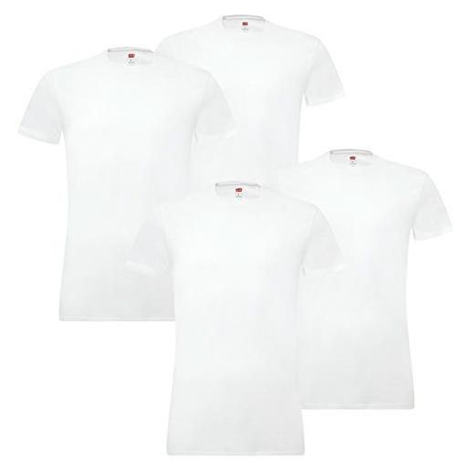 Levi's - maglietta da uomo con scollo rotondo, in cotone elasticizzato, articolo 905055001, confezione da 4, 300 - bianco, xl