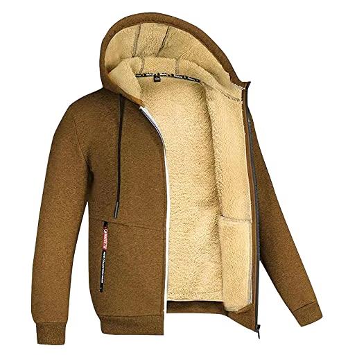 Kobilee giacca invernale uomo giubbotto imbottito fodera caldo giacca in pile felpa con cappuccio e zip elegante giubbino cappotto lana