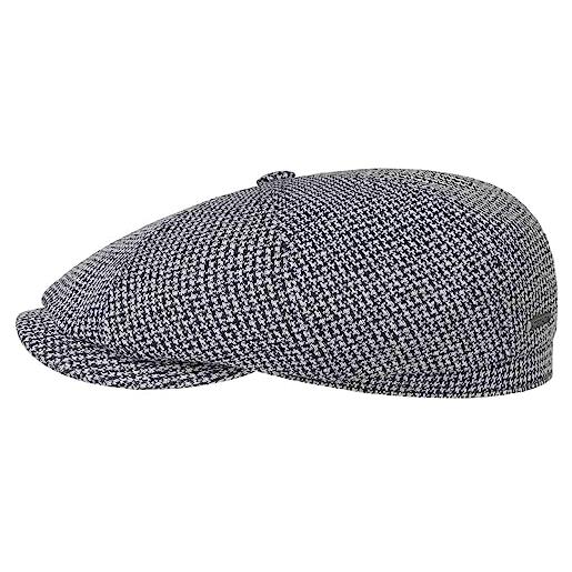 Stetson coppola hatteras cotton jersey uomo - made in the eu cap berretto newsboy con visiera primavera/estate - s (54-55 cm) nero-bianco