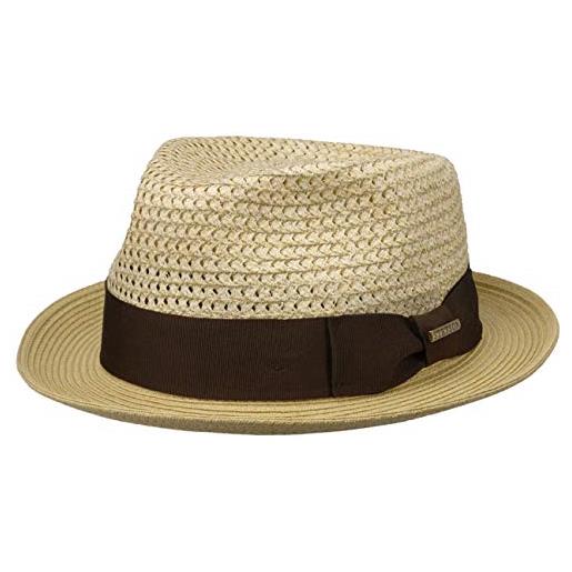 Stetson cappello di paglia weave-mix toyo donna/uomo - da sole estivo con nastro in grosgrain primavera/estate - l (58-59 cm) natura-beige