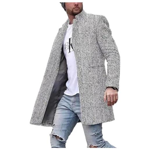 Yesgirl cappotto da uomo in calda lana, giacca lunga, trench casual, soprabito, parka, giaccone, capospalla alla moda, giacca a vento, m