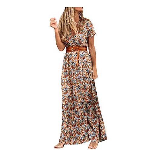 Kobilee abito elegante donna manica corta lungo curvy abito maxi eleganti spiaggia fiori vestiti estivi sexy mare vestito leggero scollo v abiti casual taglie forti