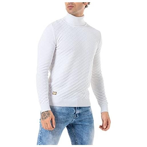 Redbridge maglia a collo alto da uomo dolcevita maglione bianco m