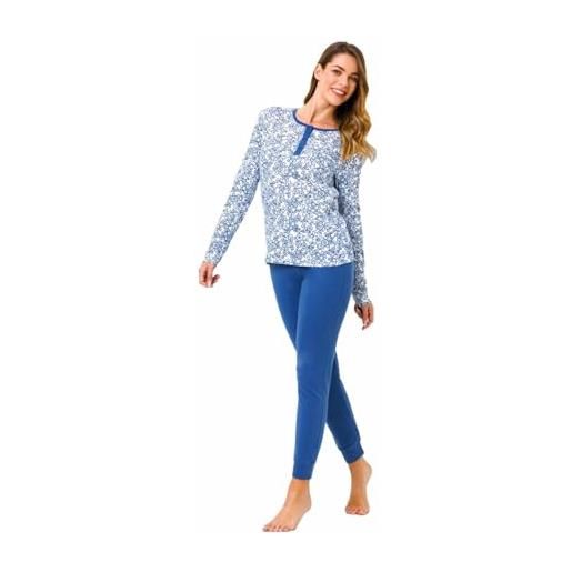 Il granchio pigiama donna invernale, pigiama donna caldo cotone (6002 azzurro, xl)