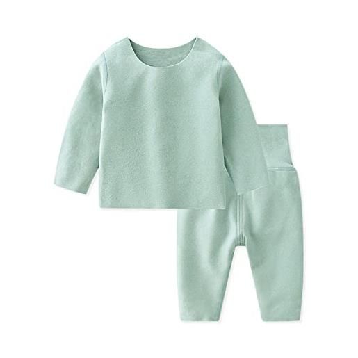 SONARIN set biancheria intima termica per bambini, set termico per bambino e bambina con maglia e pantaloni set pigiama a maniche lunghe biancheria da notte infante per 0-24 mesi(rosa)