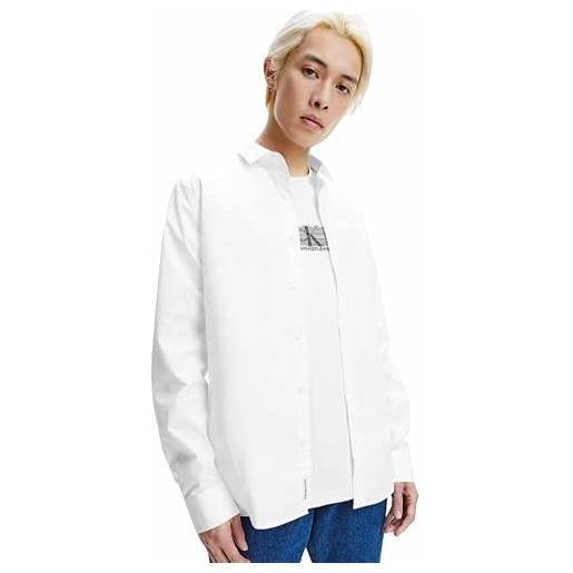 Calvin Klein jeans ck chest logo slim stretch shirt, uomo, bright white, m