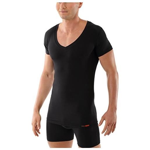 ALBERT KREUZ maglietta intima t-shirt maniche corte - scollo a v profondo - slimfit - cotone elasticizzato nero 05/m