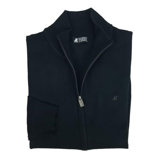 U.S. Grand Polo Equipment & Apparel giacca cardigan pullover con zip intera cerniera uomo taglie forti xxxl 4xl 5xl 6xl (6xl - nero)